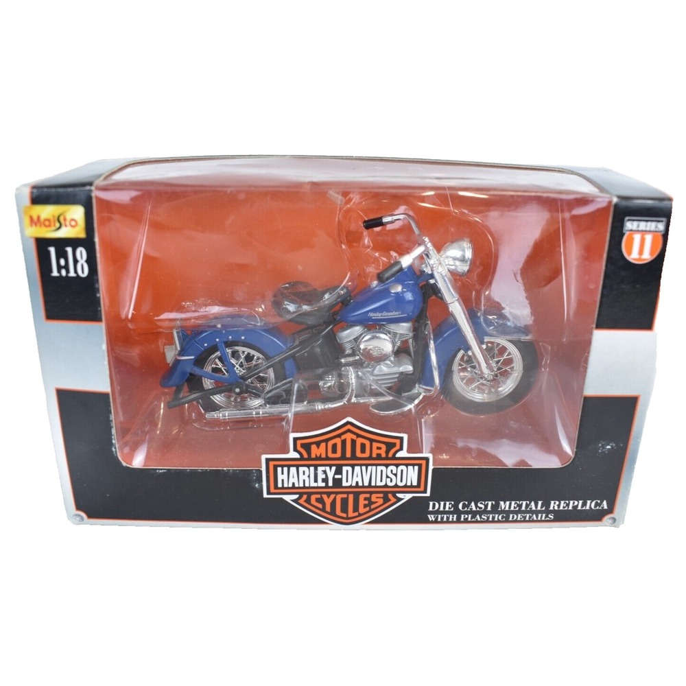 Harley Davidson Maisto 1953 74 FL Hydra Glide Diecast 1:18 Motorcycle Blue